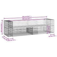 Vidaxl Vrtna gabionska klop 244x71x65,5 cm trdna borovina