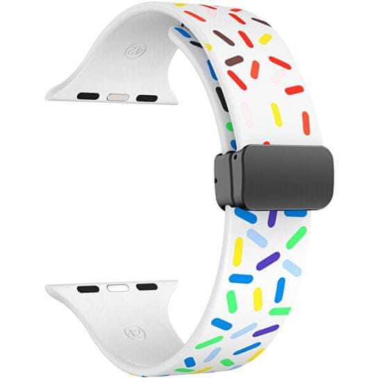 4wrist Silikonski pašček s pisanim motivom za Apple Watch 42/44/45/49 mm - bel