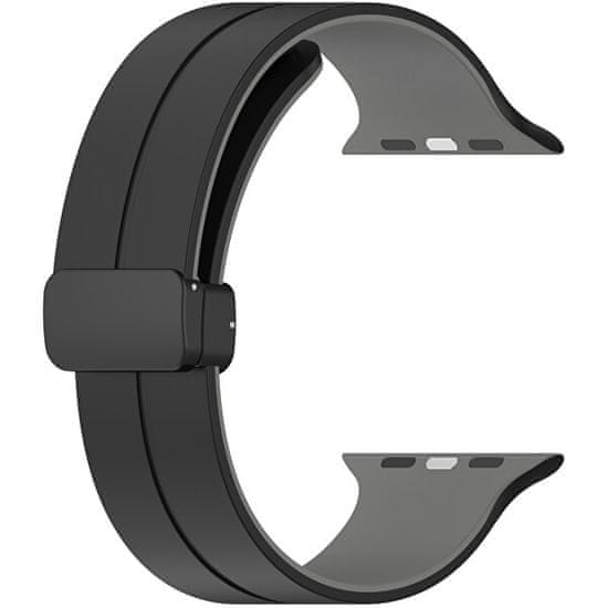 4wrist Silikonski pašček z magnetno zaponko za Apple Watch - 42/44/45/49 mm - črn/siv