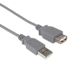 USB 2.0 podaljšek, A-A, 2 m, siv
