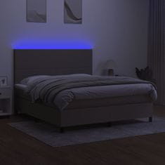 Vidaxl Box spring postelja z vzmetnico LED taupe 180x200 cm blago