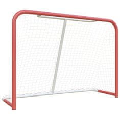 Vidaxl Gol za hokej z mrežo rdeč in bel 153x60x118 cm jeklo in PE