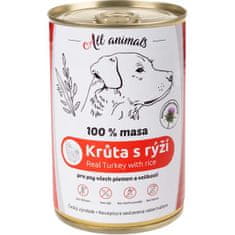 All Animals cons. za pse puran z rižem 400g