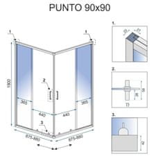 REA Tuš kabina Punto Black 90x90