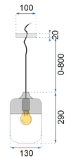 Toolight Zenit B steklena viseča stropna svetilka Črna