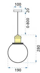 Toolight Steklena viseča stropna svetilka Verto B