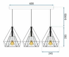 Toolight LOFT BELLO 3x E27 stropna viseča svetilka APP012-3CP