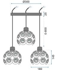 Toolight OBESEK S KRISTALNO KROGLO APP209-3CPR