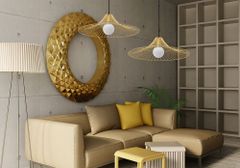 Toolight Loft Flat Circular Suspended Ceiling Lamp APP499-1CP Gold