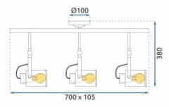 Toolight Spot premična stropna svetilka trojna E27 APP487-3C črna