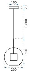 Toolight Steklena obesna svetilka APP557-1CP 20cm črna