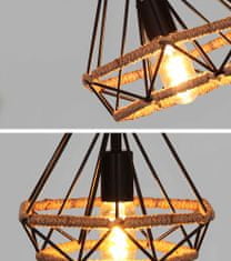 Toolight Geometrična stropna svetilka v slogu boho vrvice APP679-1CP