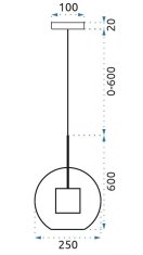 Toolight Steklena obesna svetilka APP558-1CP 25cm črna