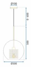 Toolight Steklena obesna svetilka APP559-1CP 30cm črna