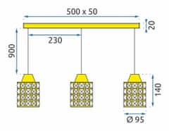 Toolight Kristalna stropna svetilka APP725-3CP Zlata