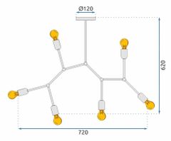 Toolight KLASIČNA STROPNA SVETILKA APP737-6C Črna