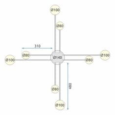 Toolight 8 ARM LED SUFFET LIGHT APP524-8C Zlata