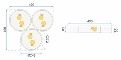 Toolight Plafond APP878-C Trojni 3x40 cm črn