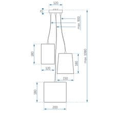 Toolight Moderna stropna svetilka APP971-3cp Mešane barve