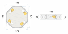 Toolight Plafond Diamond APP862-C 40 cm črn