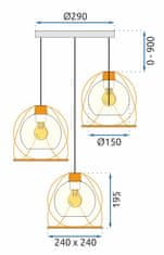 Toolight Steklene krogle Stropna svetilka APP1137-3C Black Gold