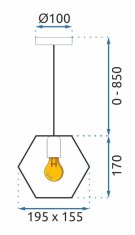 Toolight Lampa Wisząca APP1131-1CP Czarno złota