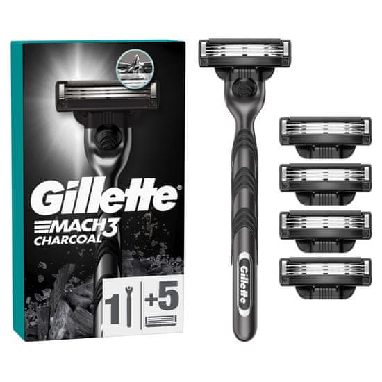 Gillette Mach3 brivnik z ogljem za moške + 5 nadomestni glavi