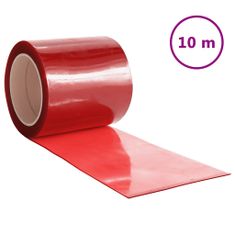 Greatstore Zavesa za vrata rdeča 200 mm x 1,6 mm 10 m PVC