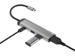 Natec večportni adapter FOWLER SLIM HUB 4v1, 2X USB 3.0 HUB, HDMI 4K, USB-C PD