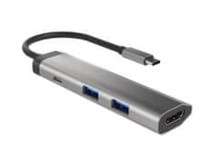 Natec večportni adapter FOWLER SLIM HUB 4v1, 2X USB 3.0 HUB, HDMI 4K, USB-C PD