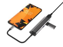 Natec večportni adapter FOWLER SLIM HUB 4v1, 2X USB 3.0 HUB, HDMI 4K, USB-C PD