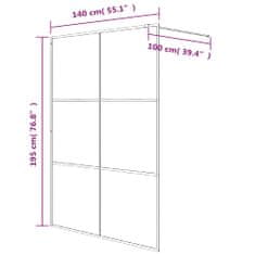 Vidaxl Pregrada za tuš bela 140x195 cm prozorno ESG steklo