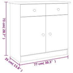 Vidaxl Komoda ALTA bela 77x35x73 cm trdna borovina