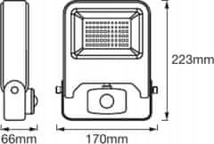 LEDVANCE Reflektor LED svetilka 30W 2700lm 4000K Nevtralno bela IP44 siva s senzorjem gibanja Floodlight Endura