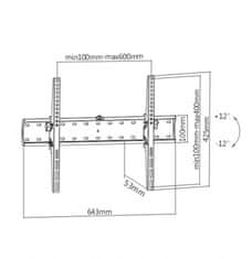 Gembird držalo za TV WM-70T-02, 37"-70" (40 kg), nagibno