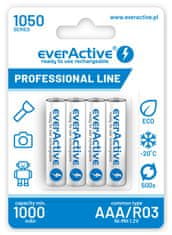 everActive Rechargeable baterije everActive Ni-MH R03 AAA 1050 mAh Profesionalna linija, 4 kosov