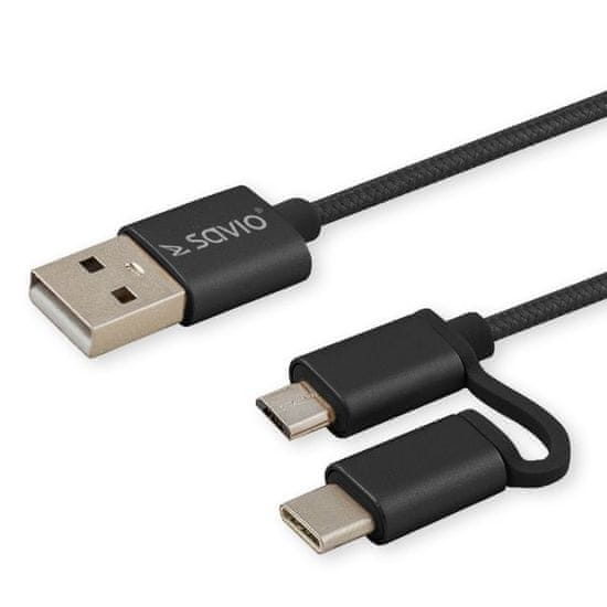 SAVIO savio cl-128 usb kabel 1 m usb 2.0 usb a usb c/micro-usb a črn