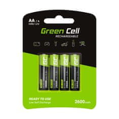 Green Cell Zelena celica GR01, vsestranske polnilne AA baterije NiMH, 4 kos (2600 mAh, 1.2 V)