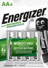 Energizer Energizer Rechargeable Power Plus AA baterije 2000mAh, 4 kosi, dolga življenjska doba, 1000 polnjenj, srebrna barva