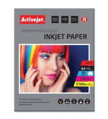 ActiveJet AktivJet AP4-230G20 glossy foto papir za tiskalnike, A4, 230 g/m², 20 listov, visokokakovostni tisk, bele barve