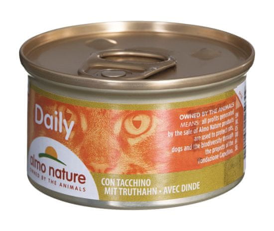 Almo Nature ALMO NATURE Daily Menu Mousse za mačke s puranom, 85 g - Zdrav obrok za odrasle mačke z vitamini, brez umetnih barvil.