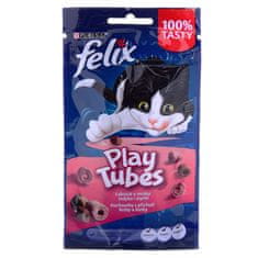 slomart FELIX Play Tubes s puranom in šunko - suha hrana za mačke, 50 g, zdravi prigrizki za mlade mačke, brez umetnih barvil