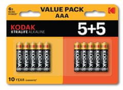 Kodak Kodak XTRALIFE Alkaline AAA Baterije 10 kosov (5+5 pak) - Dolga življenjska doba 10 let, za enkratno uporabo, 1.5V