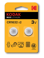 Kodak Enkratna litij baterija Kodak CR1632, 2 kosa, 3 V, 120 mAh, blister pakiranje, primerna za širšo uporabo