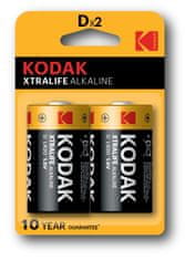 Kodak Enkratna alkalna baterija Kodak KDXLR20PB2 D, 2 kos, kapaciteta 15500 mAh, širok temperaturni razpon delovanja.