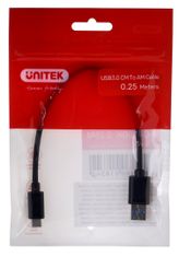 Unitek Unitek kabel usb-c - usb-a 3.1,m/m,0.25m, y-c490bk