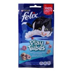 slomart FELIX Play Tubes: Suha hrana za mačke s ribami in kozicami, 50 g - zdravi prigrizki za vaše mačke vseh starosti