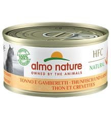 Almo Nature ALMO NATURE HFC Naravna Tuna in Škampi za Mačke - 70g, brez glutena, za splošno zdravje, primerna za odrasle mačke