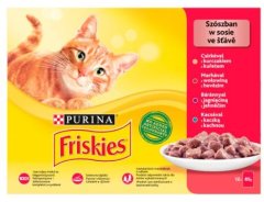 slomart Friskies mešanica mesa - mokra hrana za mačke - paket 12 x 85 g za zdravo in okusno prehrano odraslih mačk