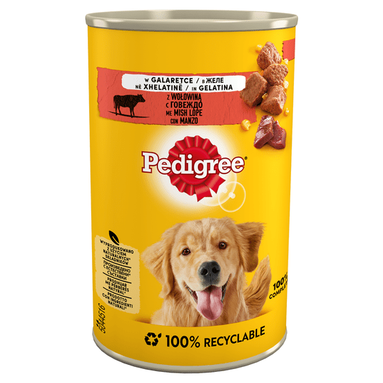 Pedigree Pedigree goveje meso v želeju za odrasle pse, 400g - mokra hrana z vitamini D3 in E, primerna za vse pasme